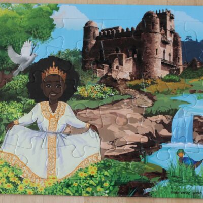 Dieses Puzzle zeigt Fasiledes Castle in Gondar, dem Wahrzeichen dieser Stadt in Äthiopien.
