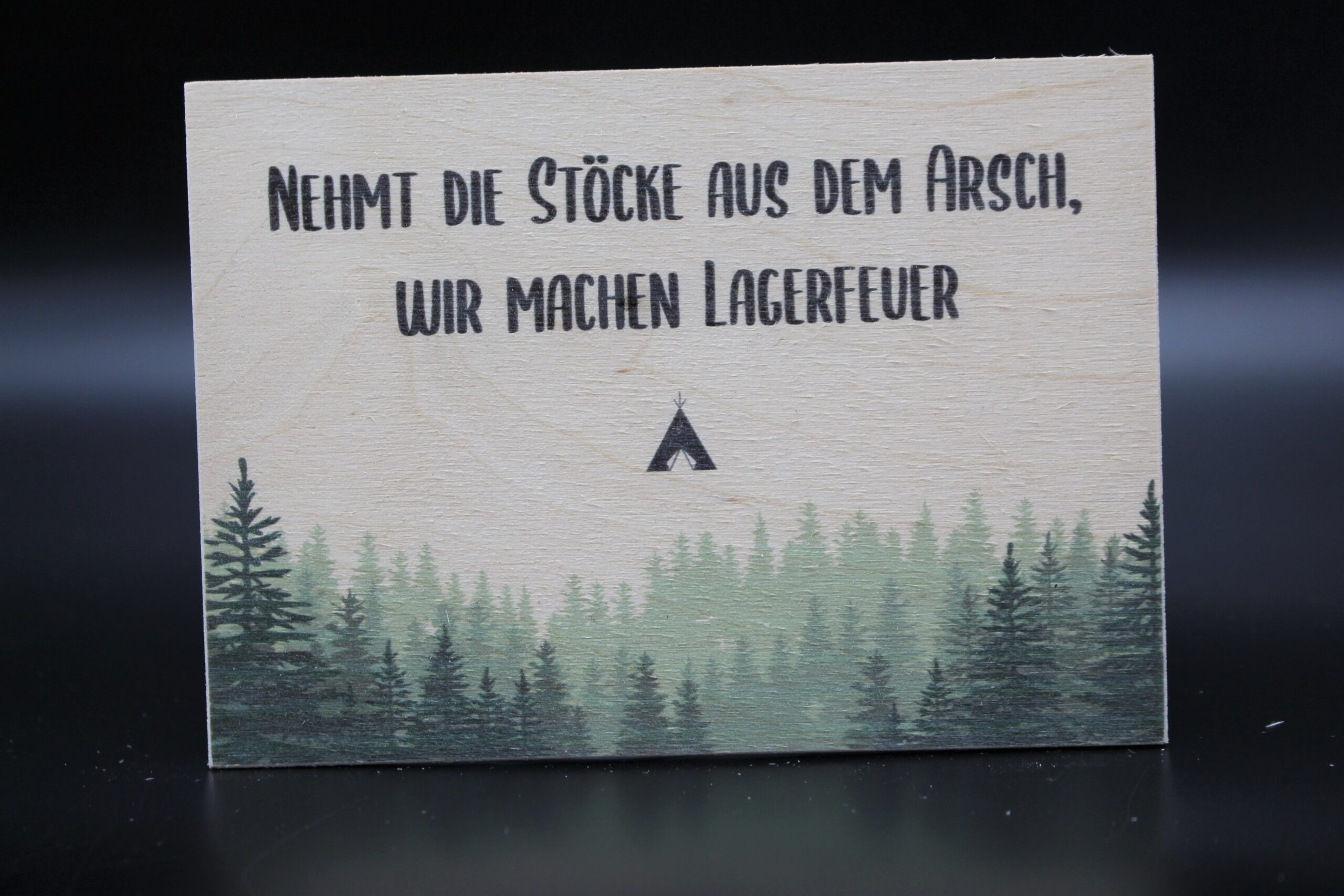 Holzkarte „Lagerfeuer“ Globale Oase Shop