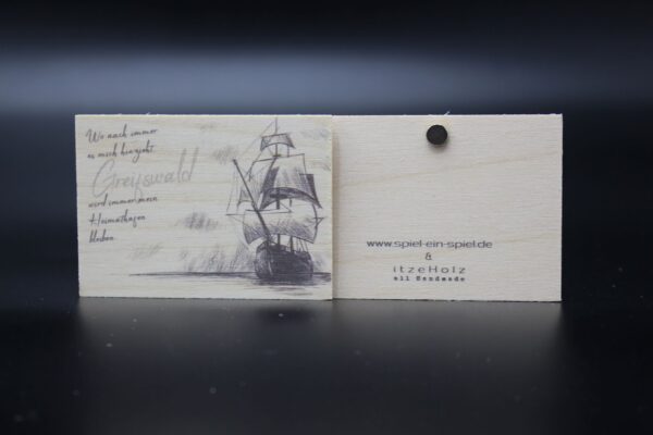 Holzmagnet "Greifswald“ – Heimathafen – Bild 2