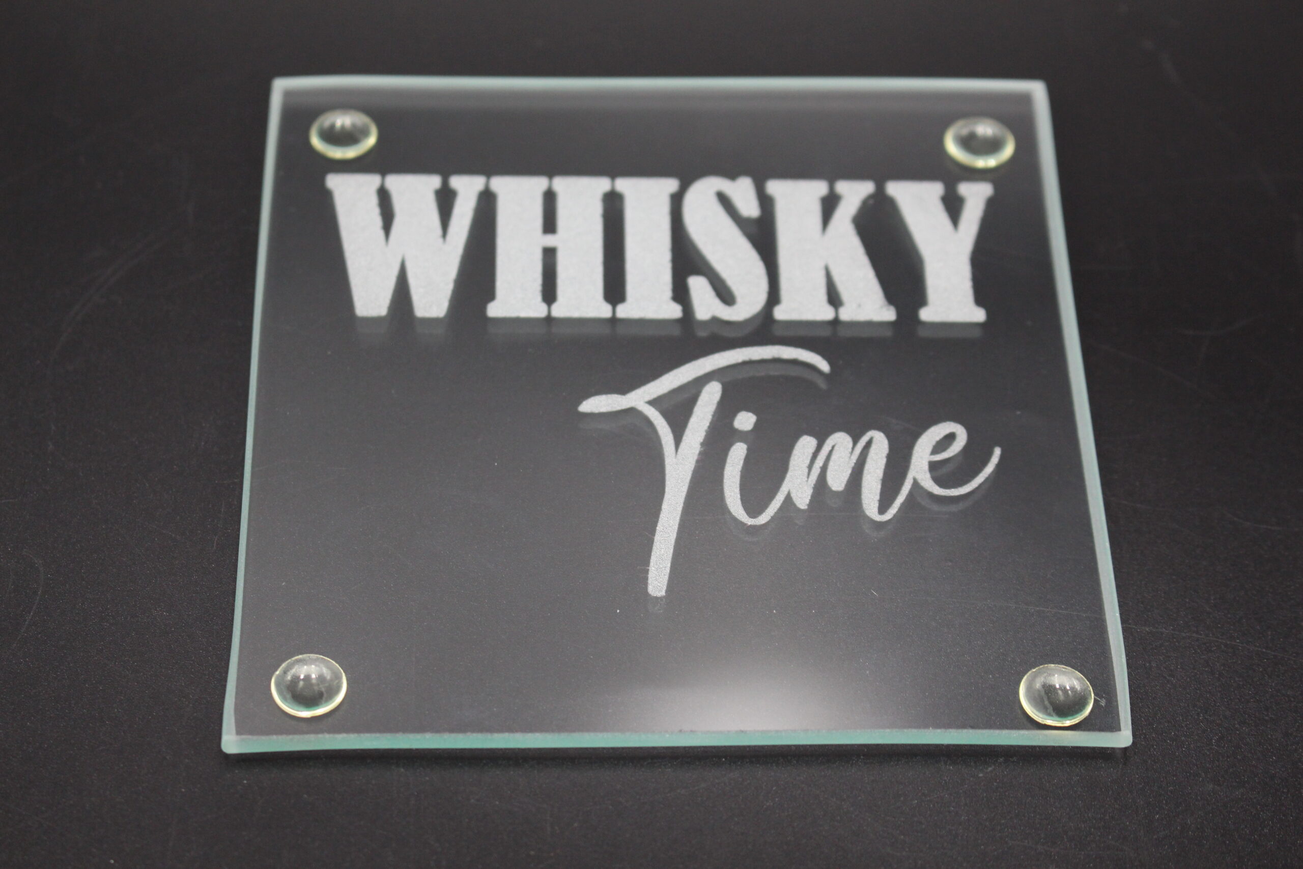Glasuntersetzer "Whisky-Time" aus Glas