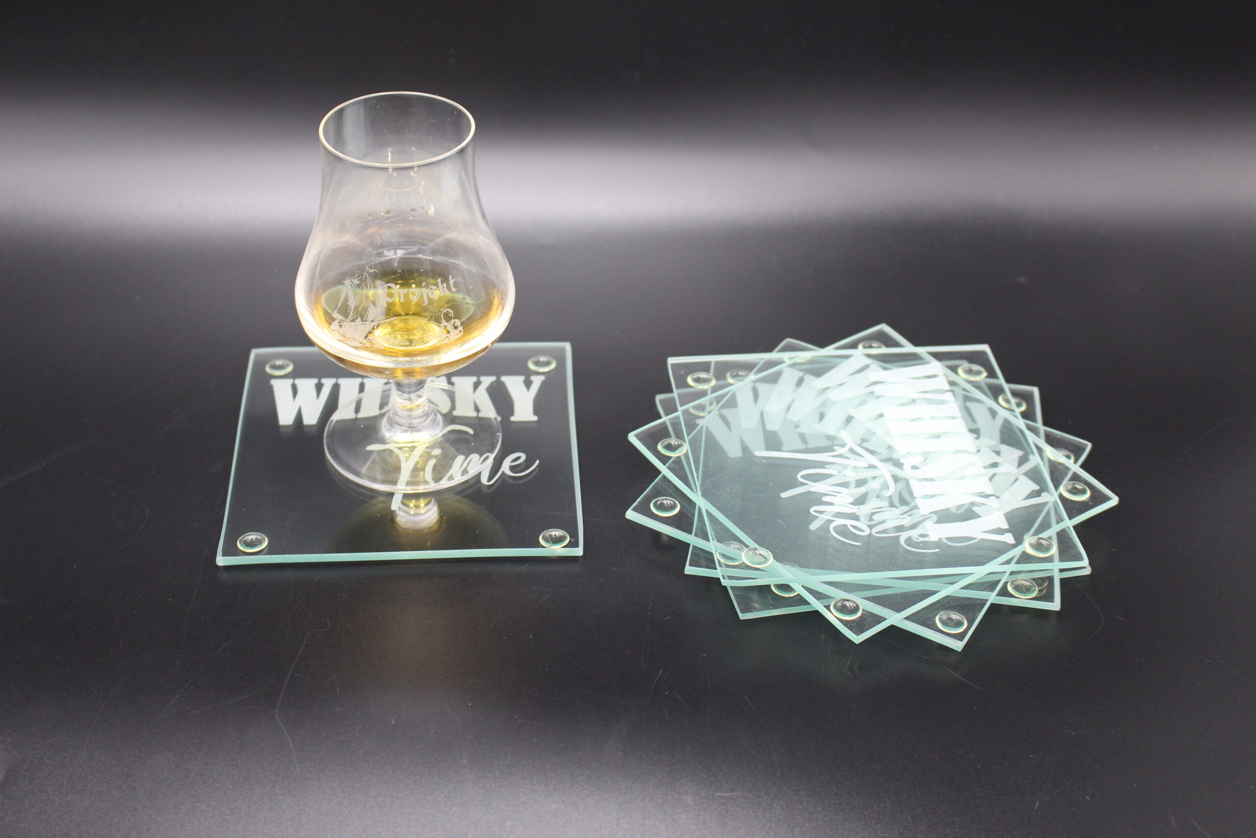 Glasuntersetzer "Whisky-Time" aus Glas – Bild 3
